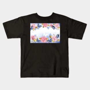 Background with Pink Roses Kids T-Shirt